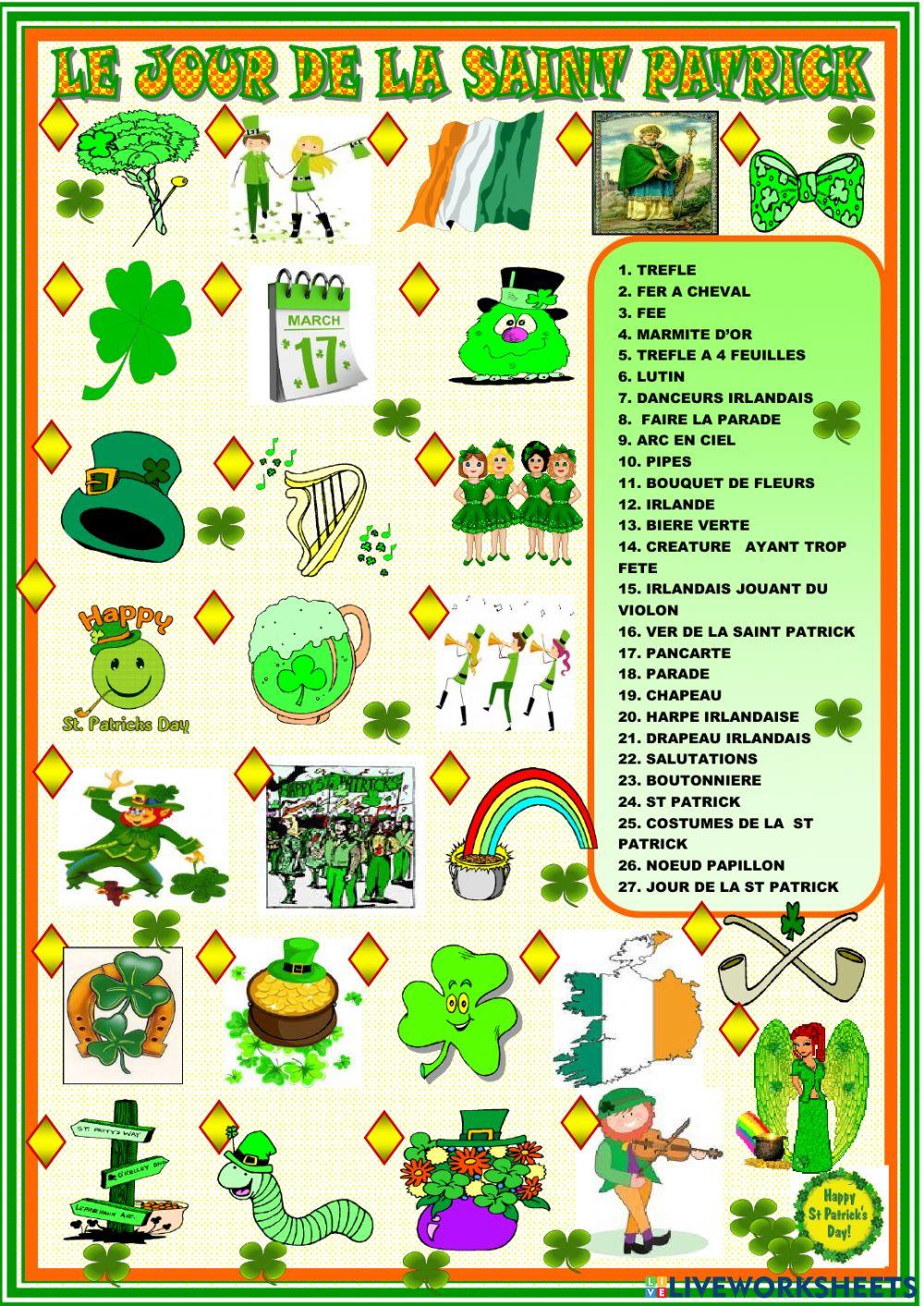 La fête de Sain… | Free Interactive Worksheets | 4885846, image size:1000x1413