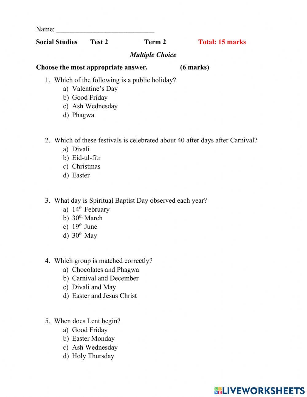 Social Studies Test