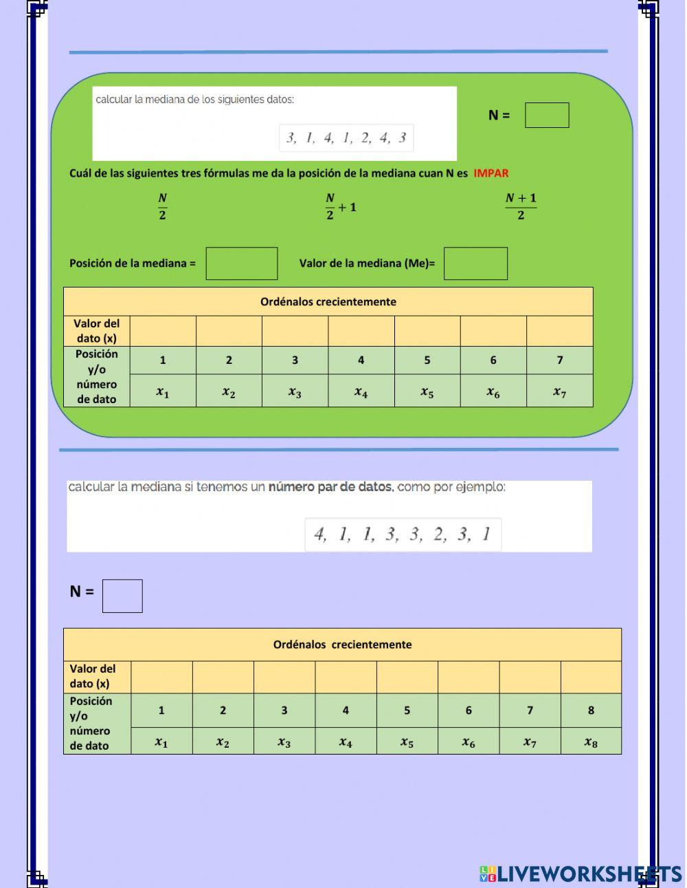 MTC Medidas de tendencia central datos no agrupados