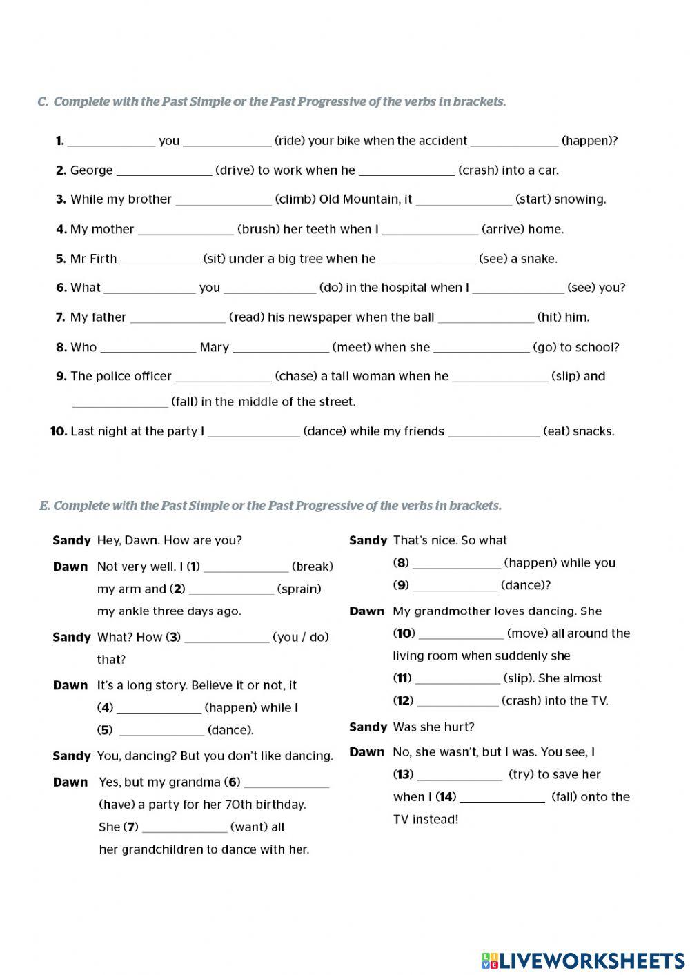 Past Simple vs Past Progressive