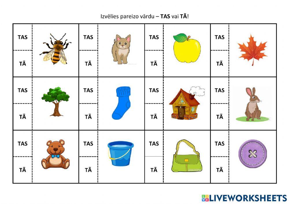 Izvēlies pareizo vārdu - Tas vai Tā