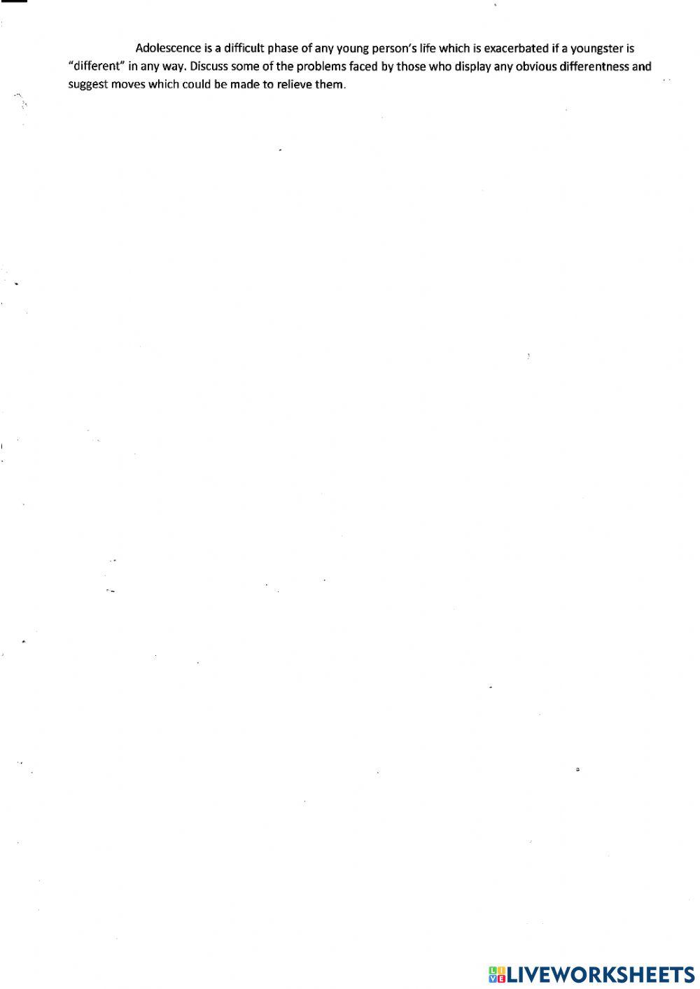 Prof writing: adolescents