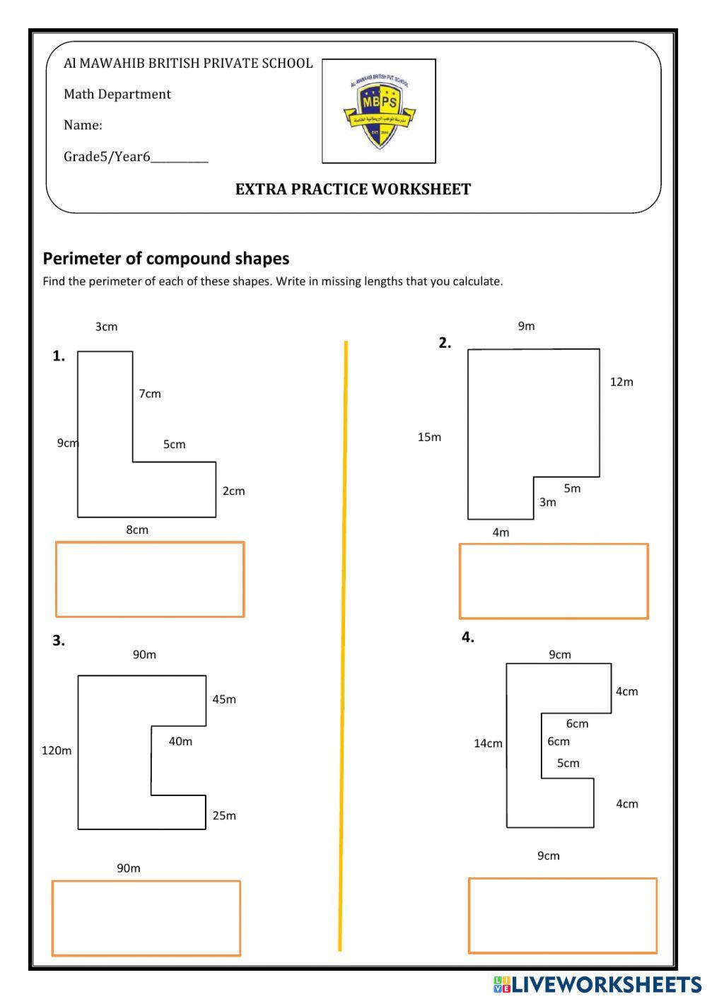 perimeter of compound shapes Dina Mohamed Ahmed Sifou