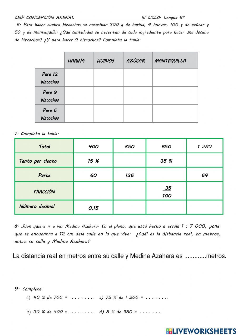 Control Porcentajes y Proporcionalidad