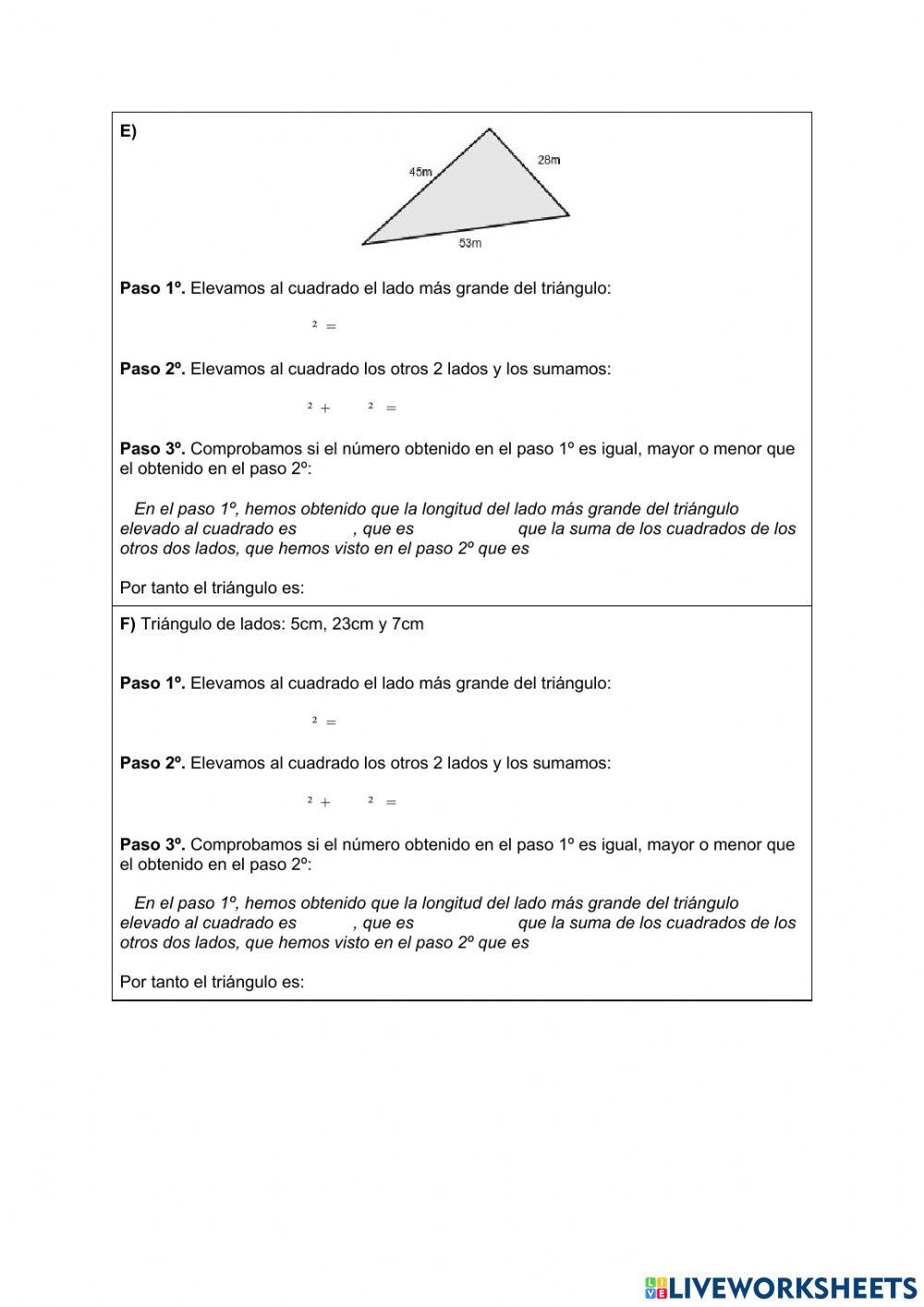 Pitágoras - Clasificación de triángulos
