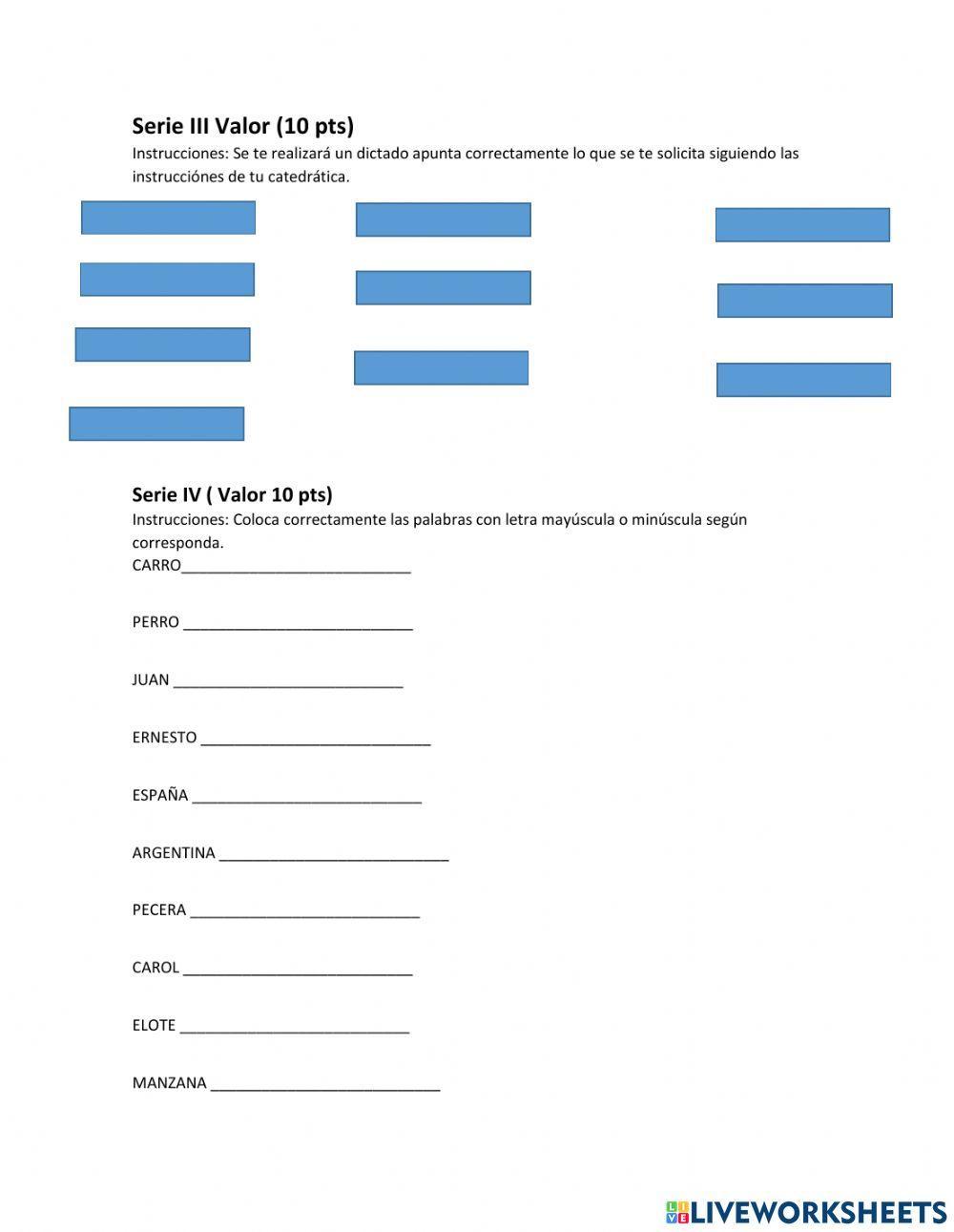 Examen de orto caligrafia