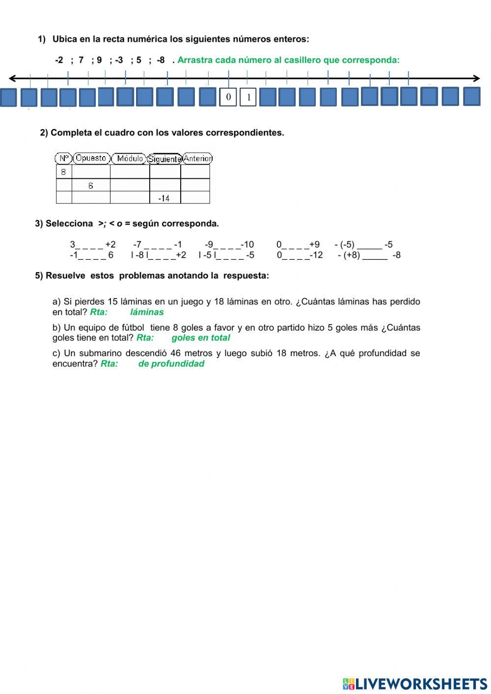 Ejercicios de refuerzo Orden en Z