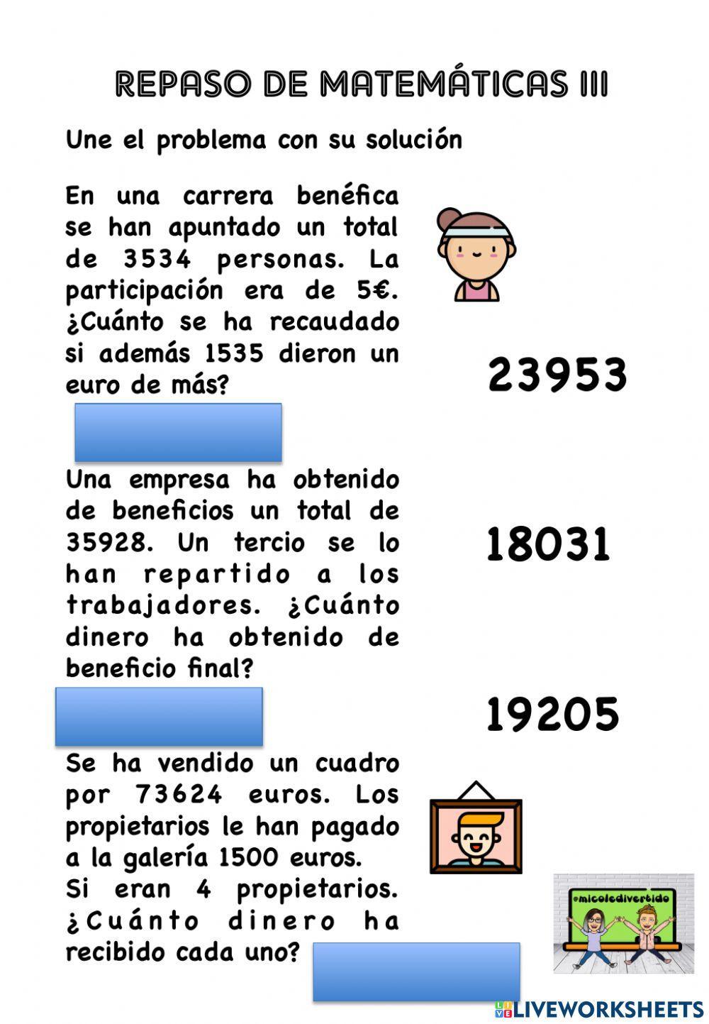 Repaso matemáticas Problemas