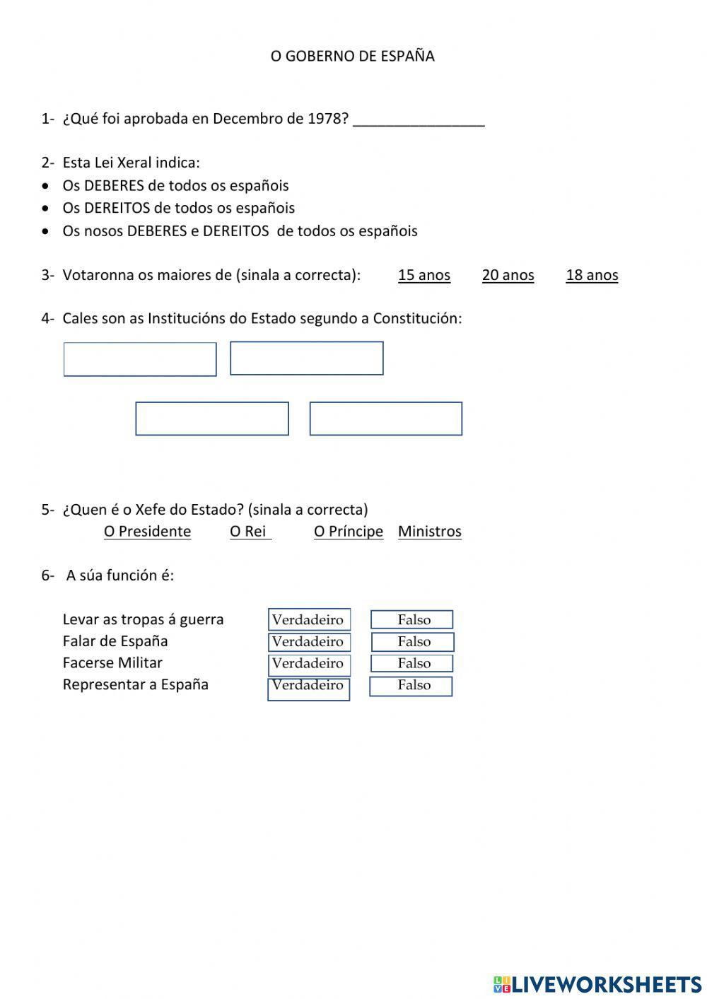 O goberno de españa 1-4