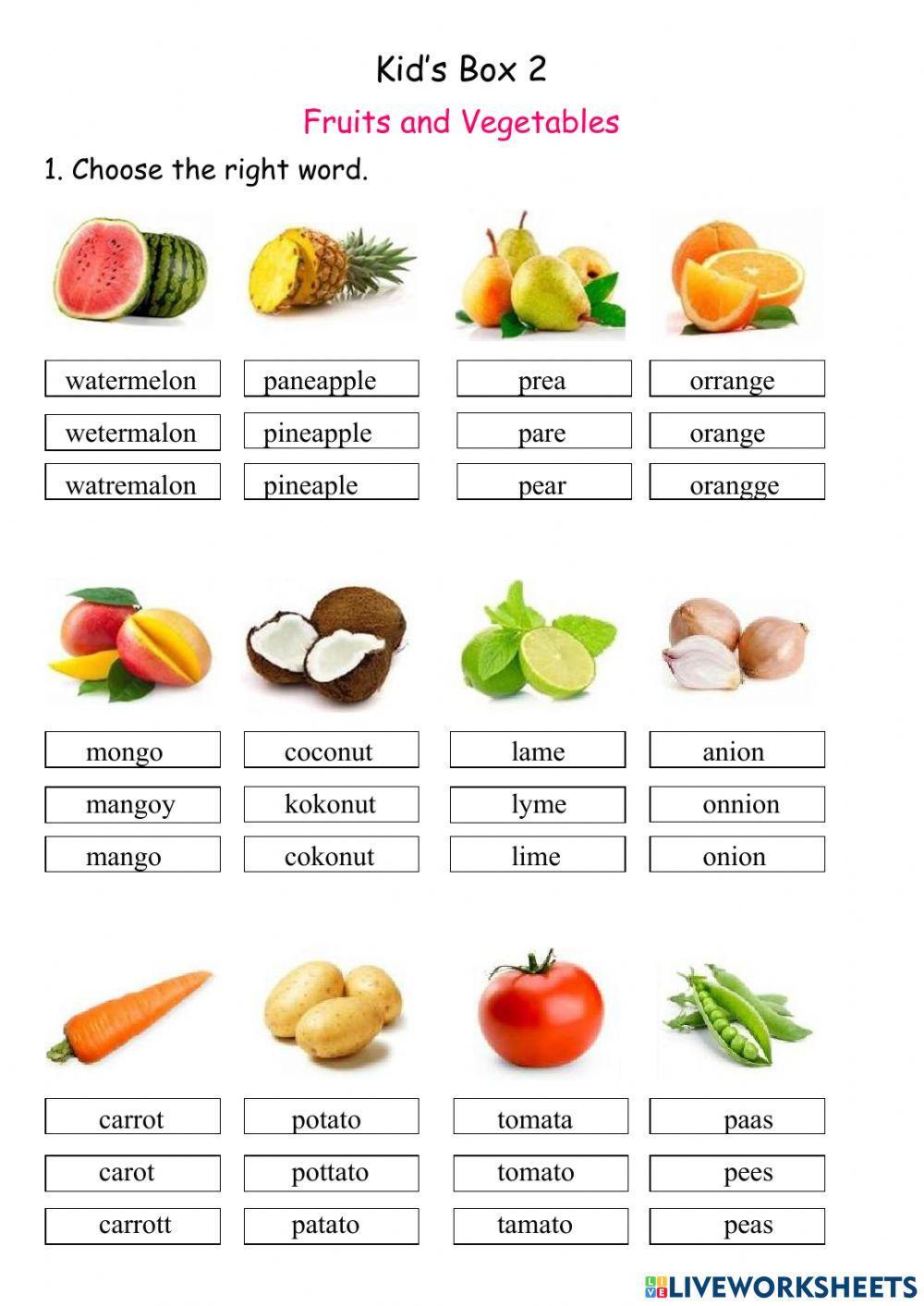 825334 Fruits and Vegetables Mariya LiveWorksheets
