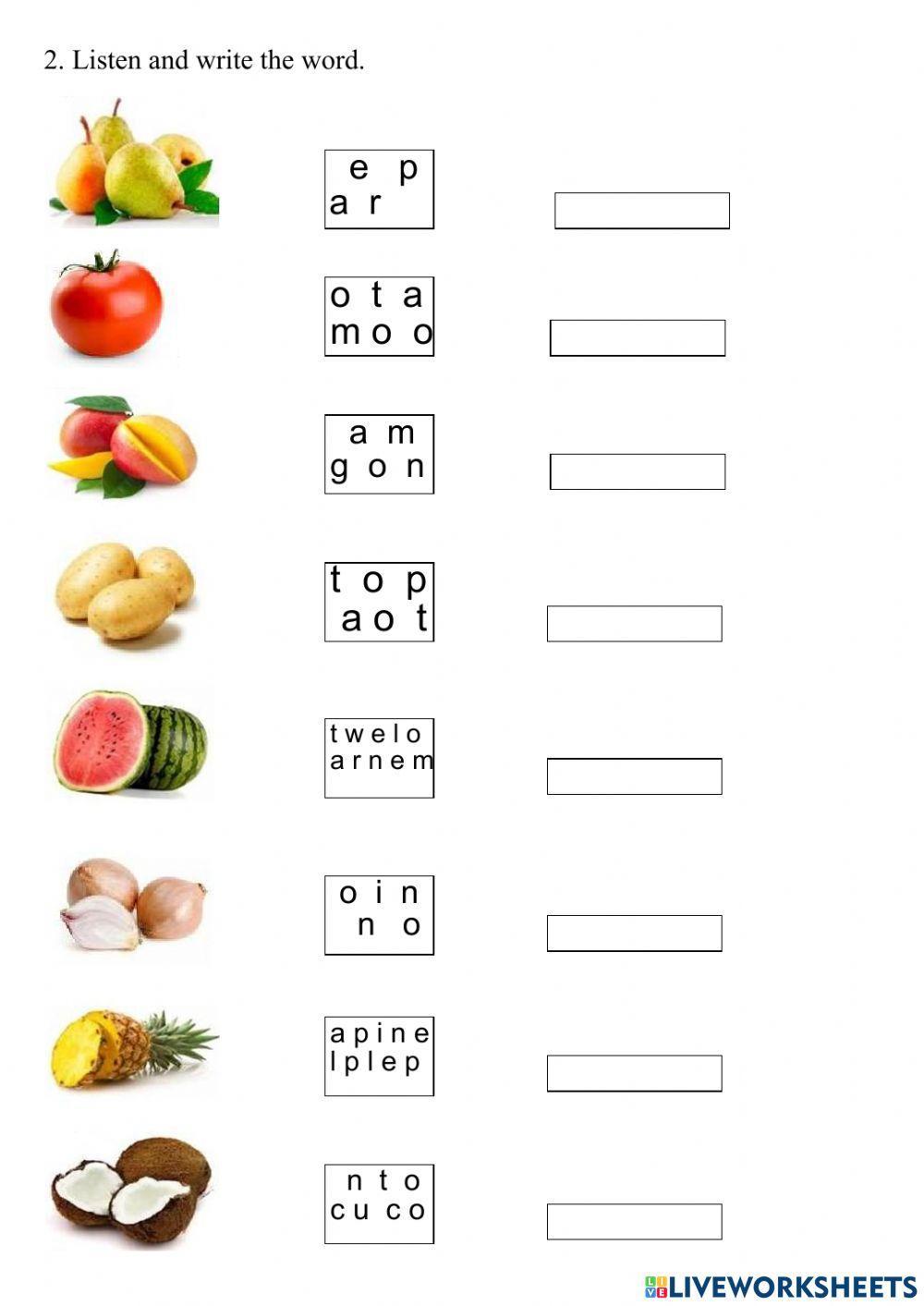 Fruits and Vegetables