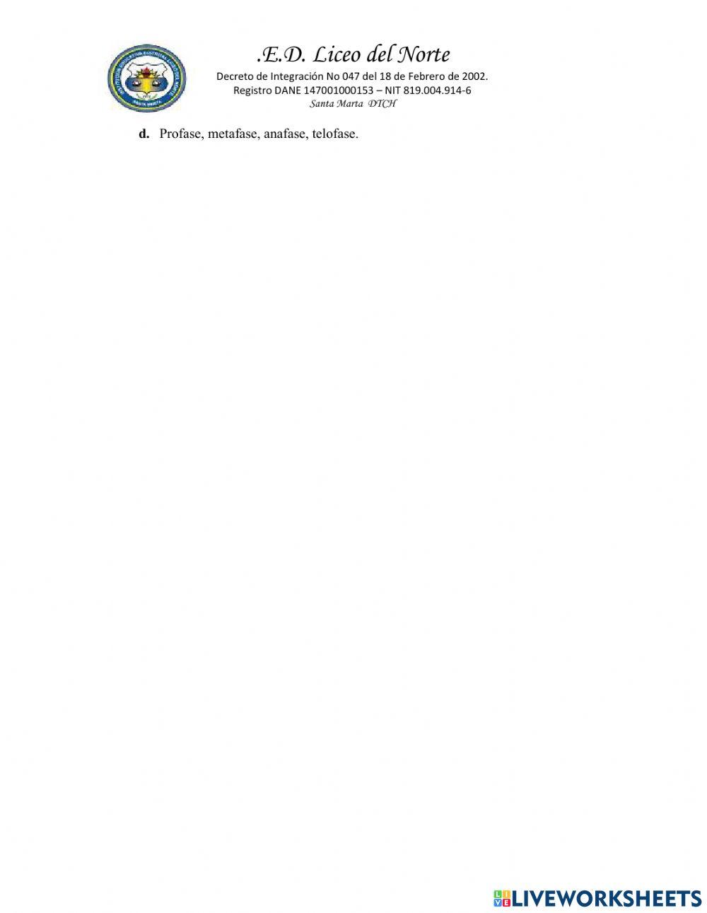 Actividad de reproducción celular mitosis