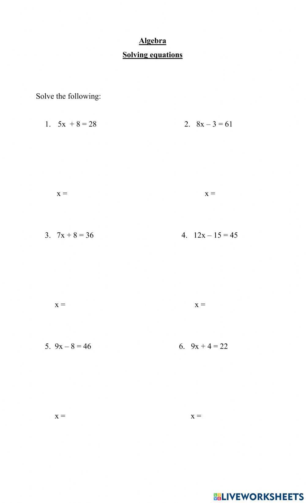 Solve two steps equations