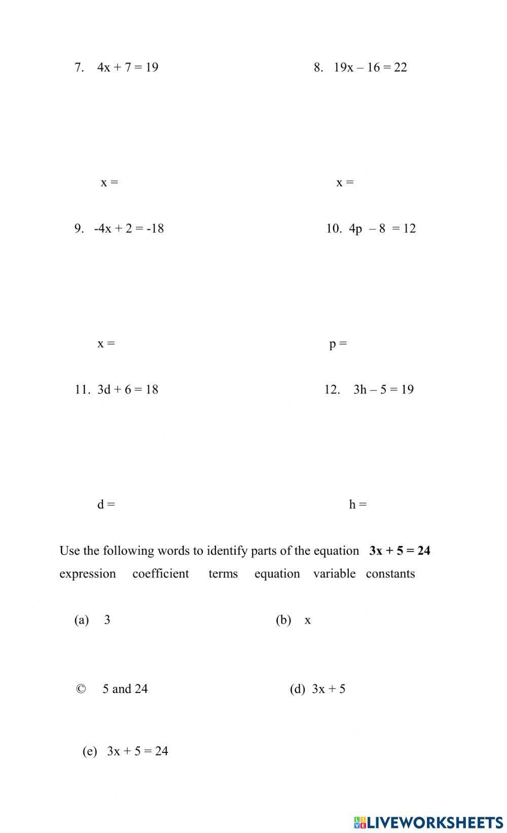 Solve two steps equations