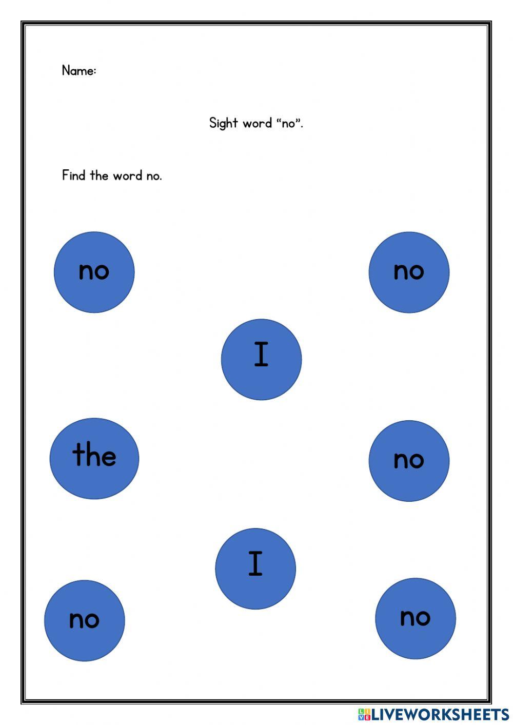 825418 | Sight word no | MsFerguson242 | LiveWorksheets