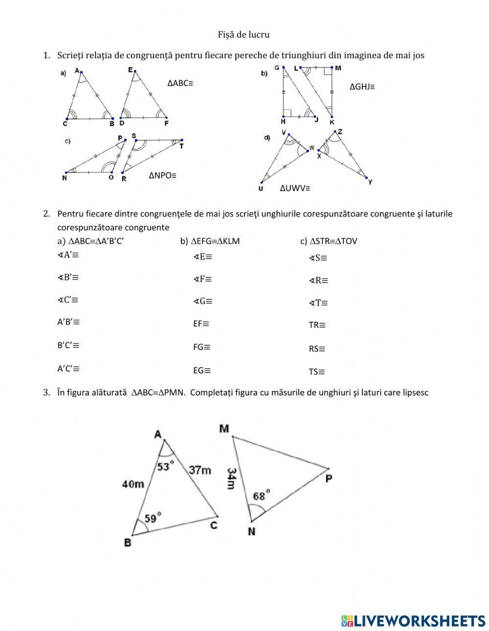 Congruenta triunghiurilor