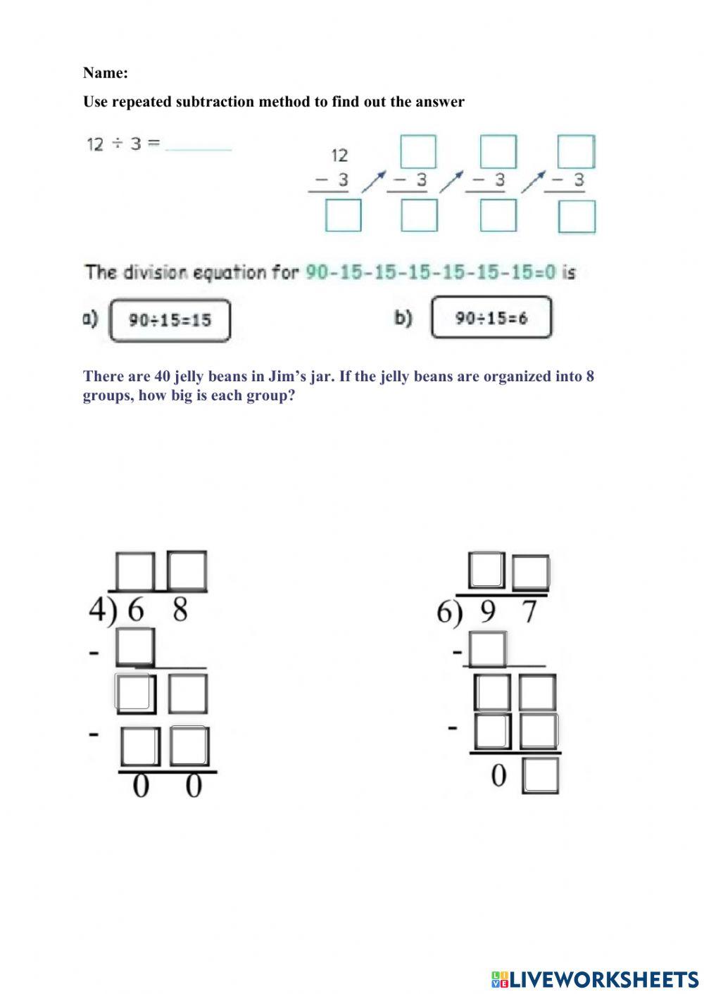 Math online exercise for 4 Live Worksheets