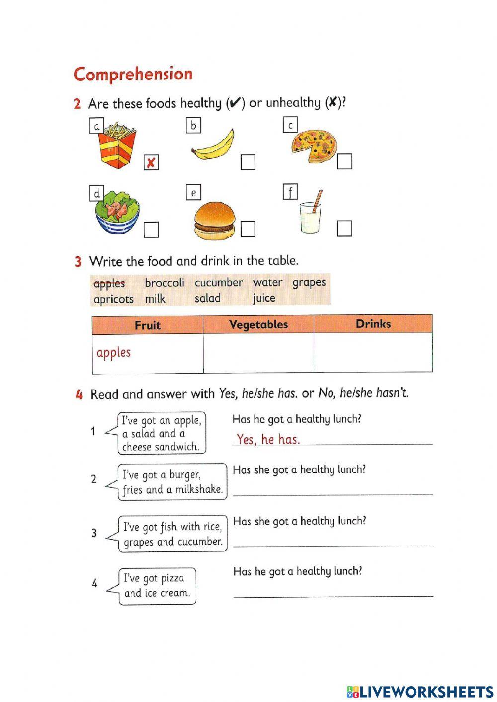 Reading and writing - a healthy lunch