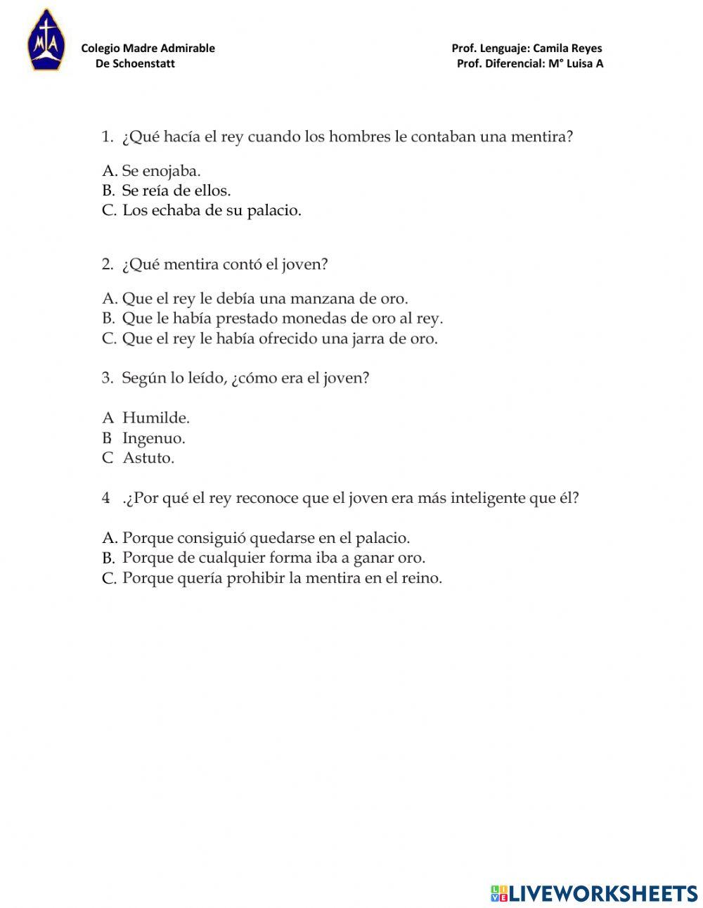 Evaluación Diagnóstica 8° lenguaje