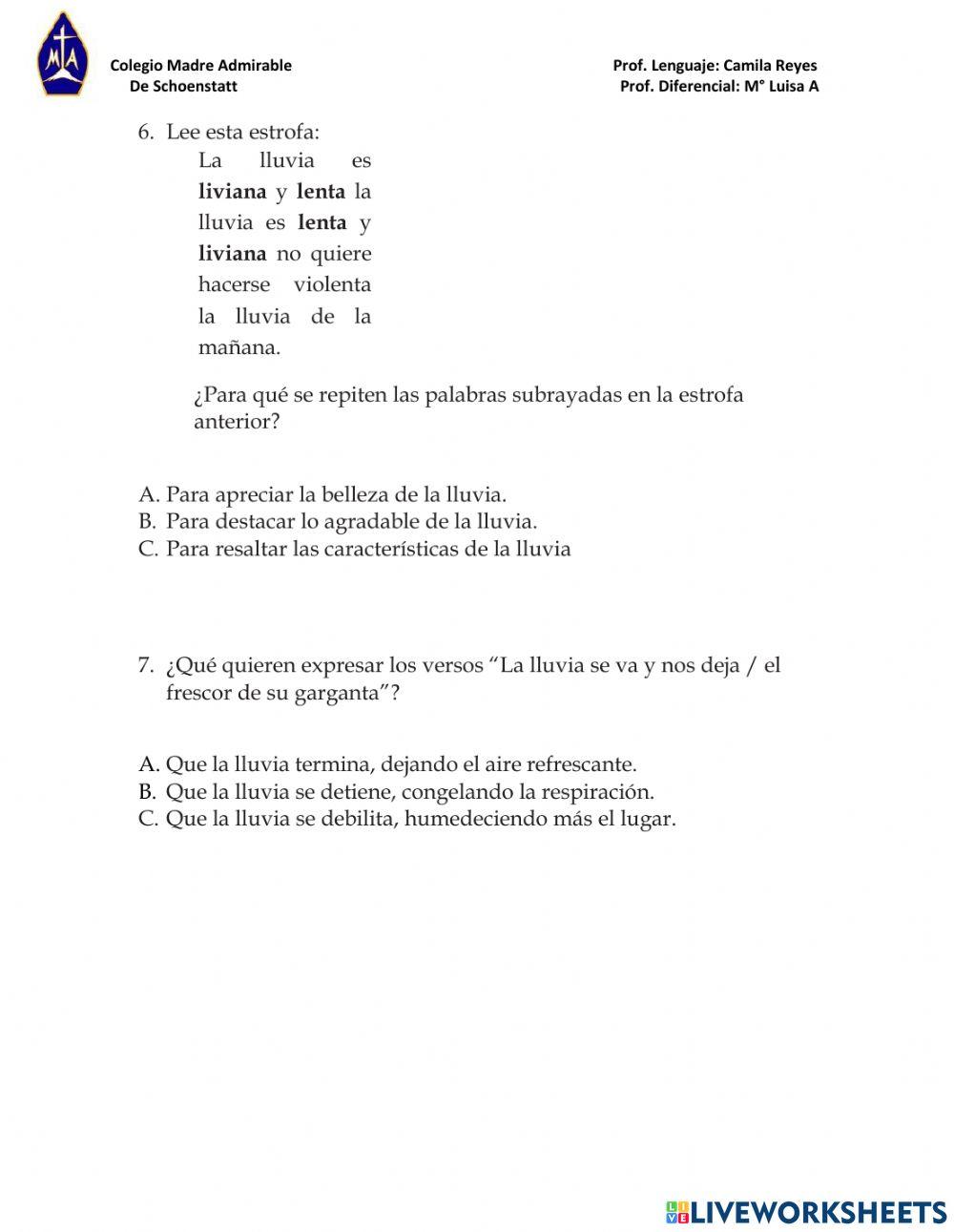 Evaluación Diagnóstica 8° lenguaje