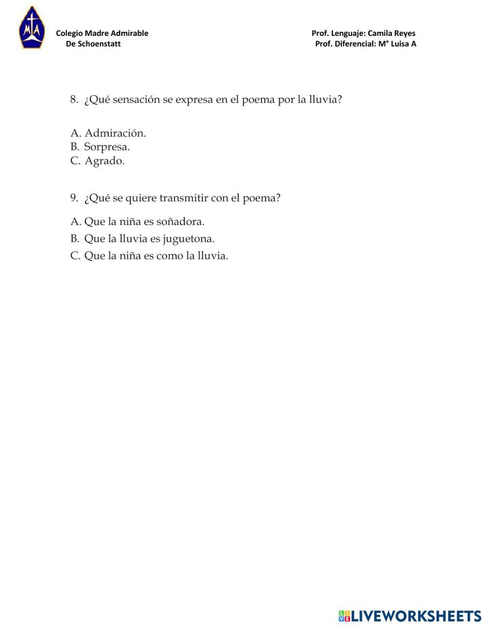 Evaluación Diagnóstica 8° lenguaje