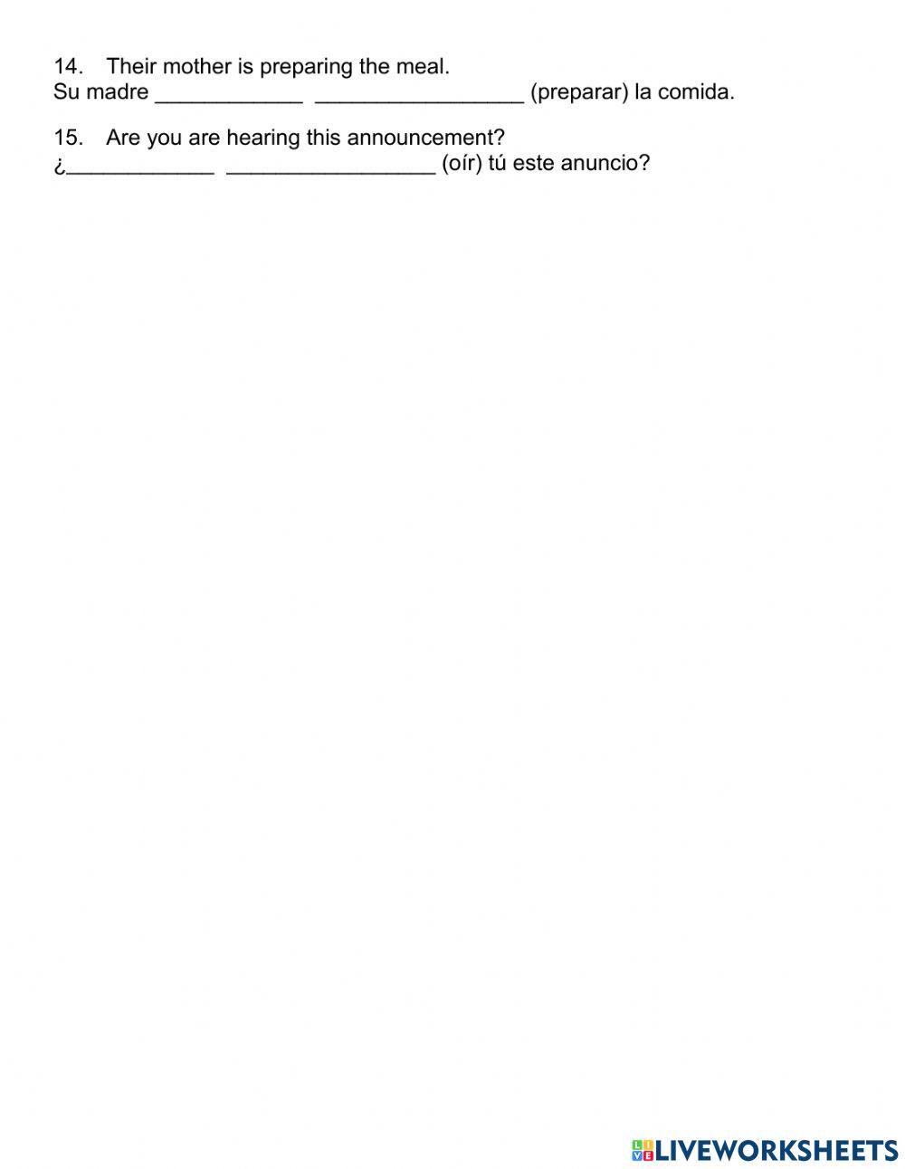 Práctica con el presente progresivo