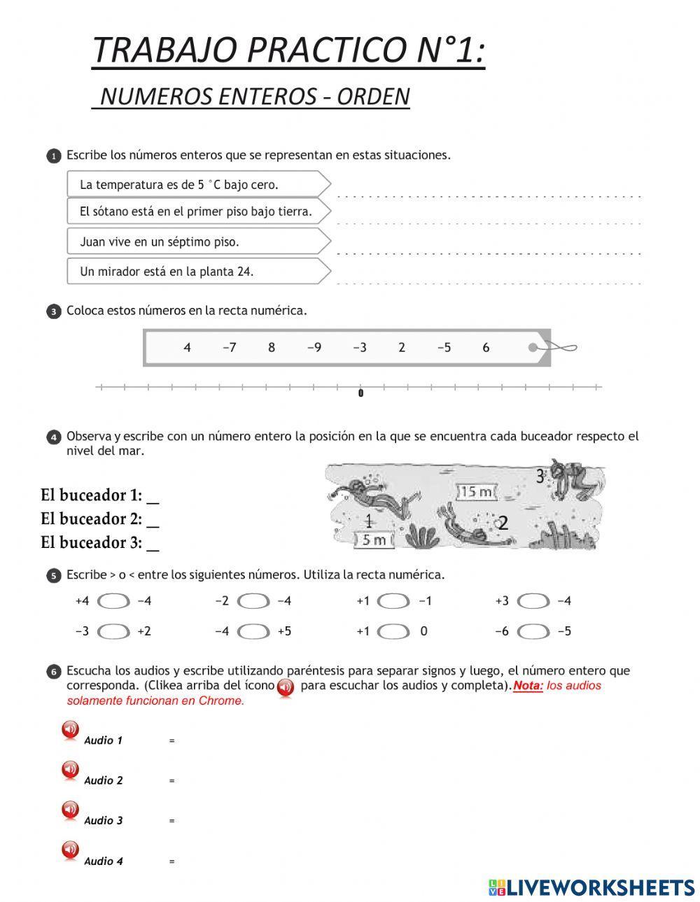 TPN°1 Números enteros.Orden