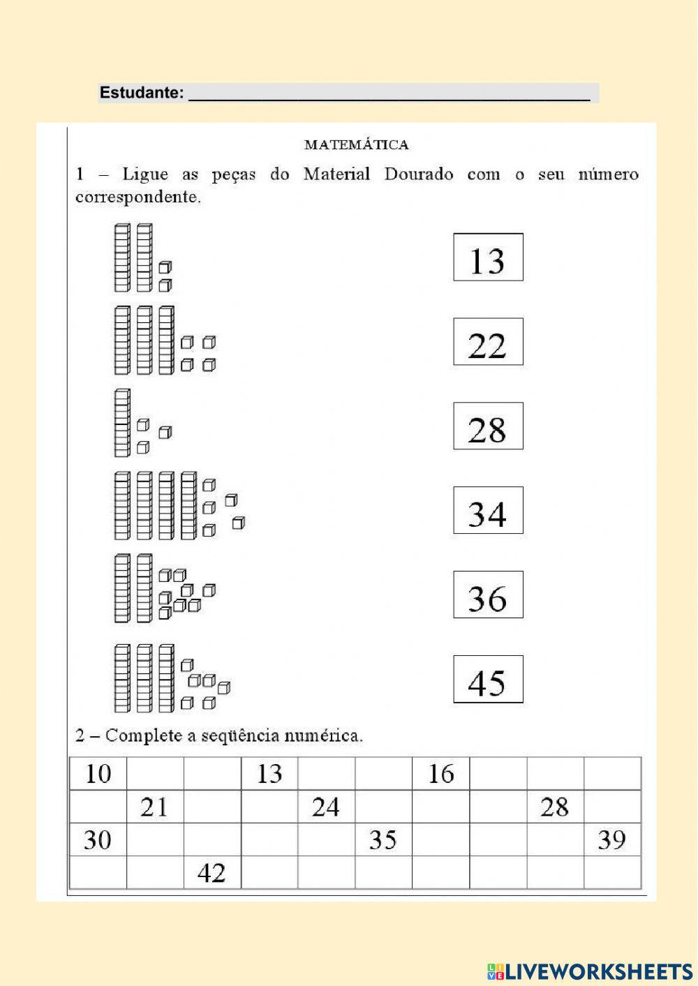 Nº - quantidade  e sequência numérica