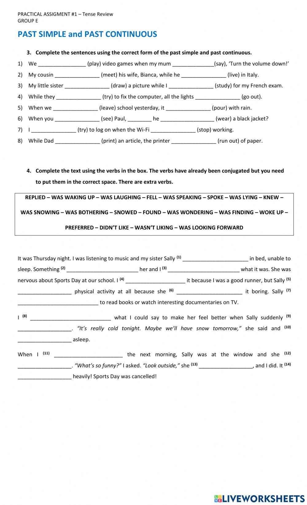 TENSES REVIEW - Present and Past