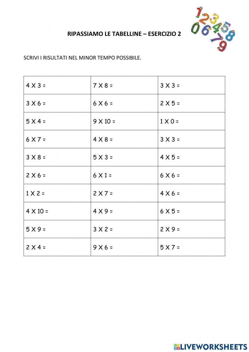 Tabelline entro il 7