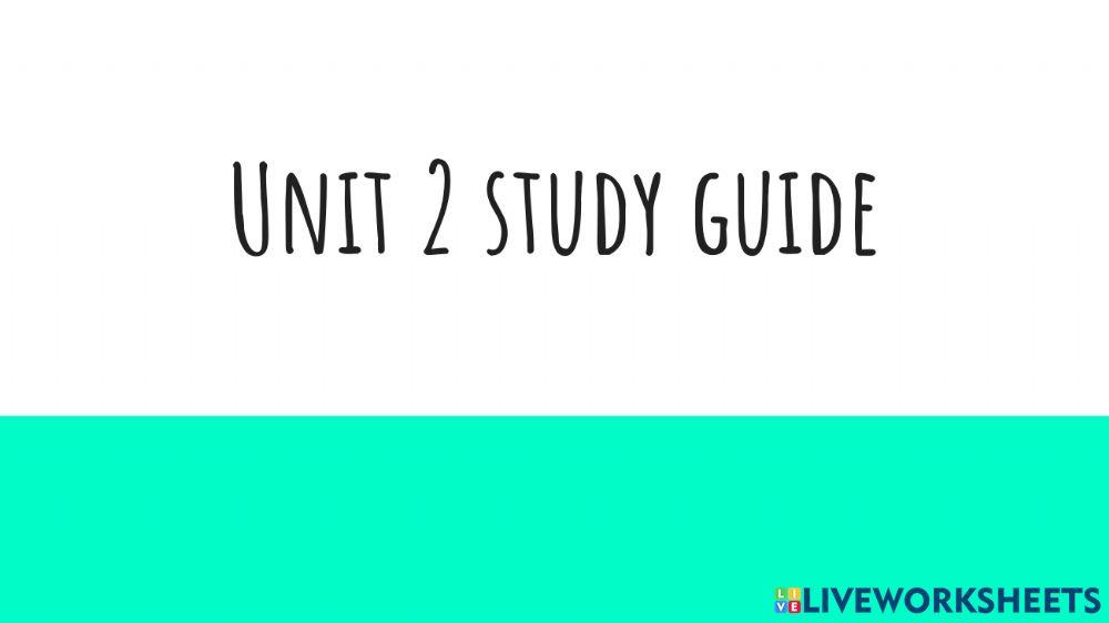 Unit 2 study guide worksheet | Live Worksheets