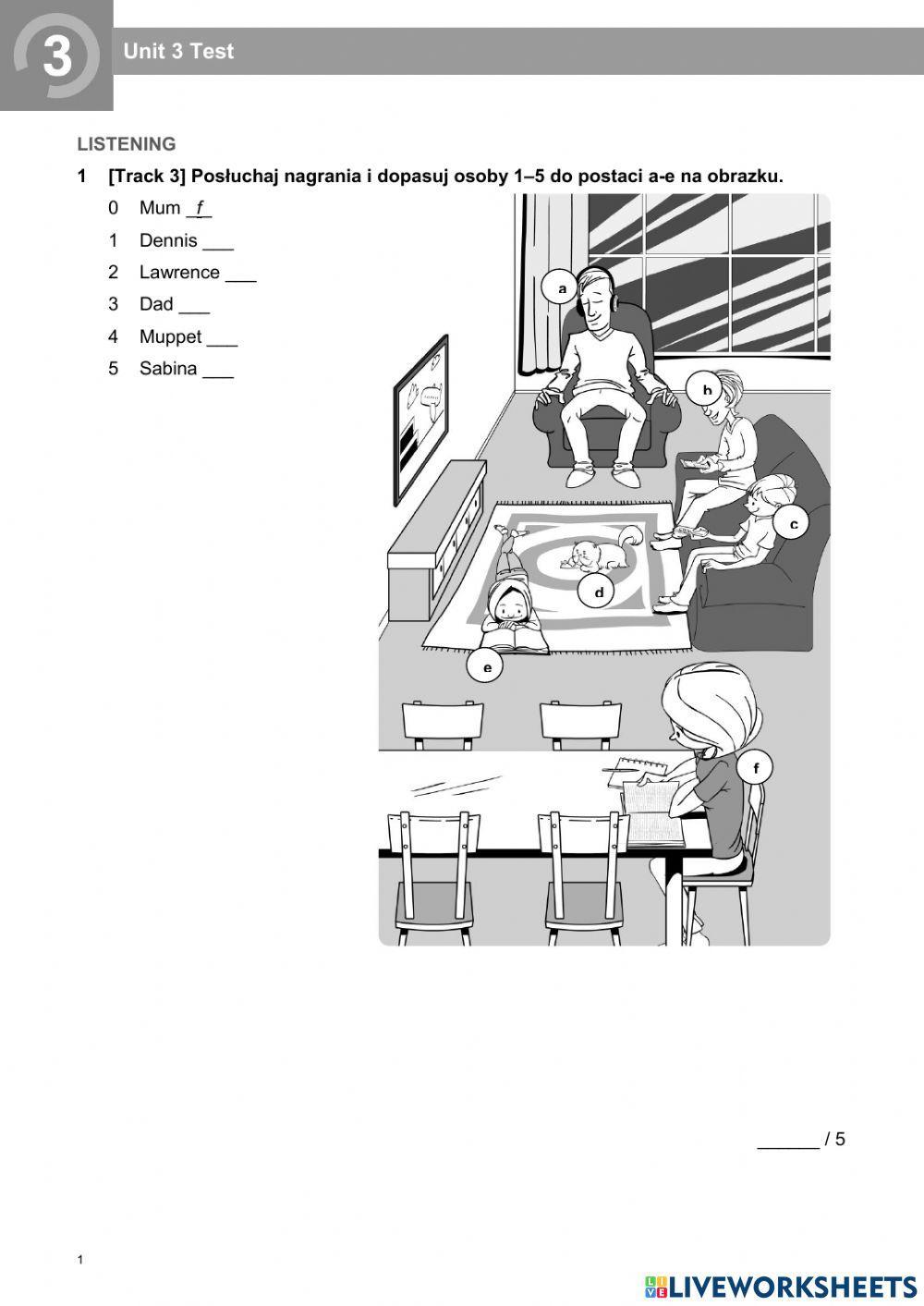 English Class A1+ Unit 3 Test