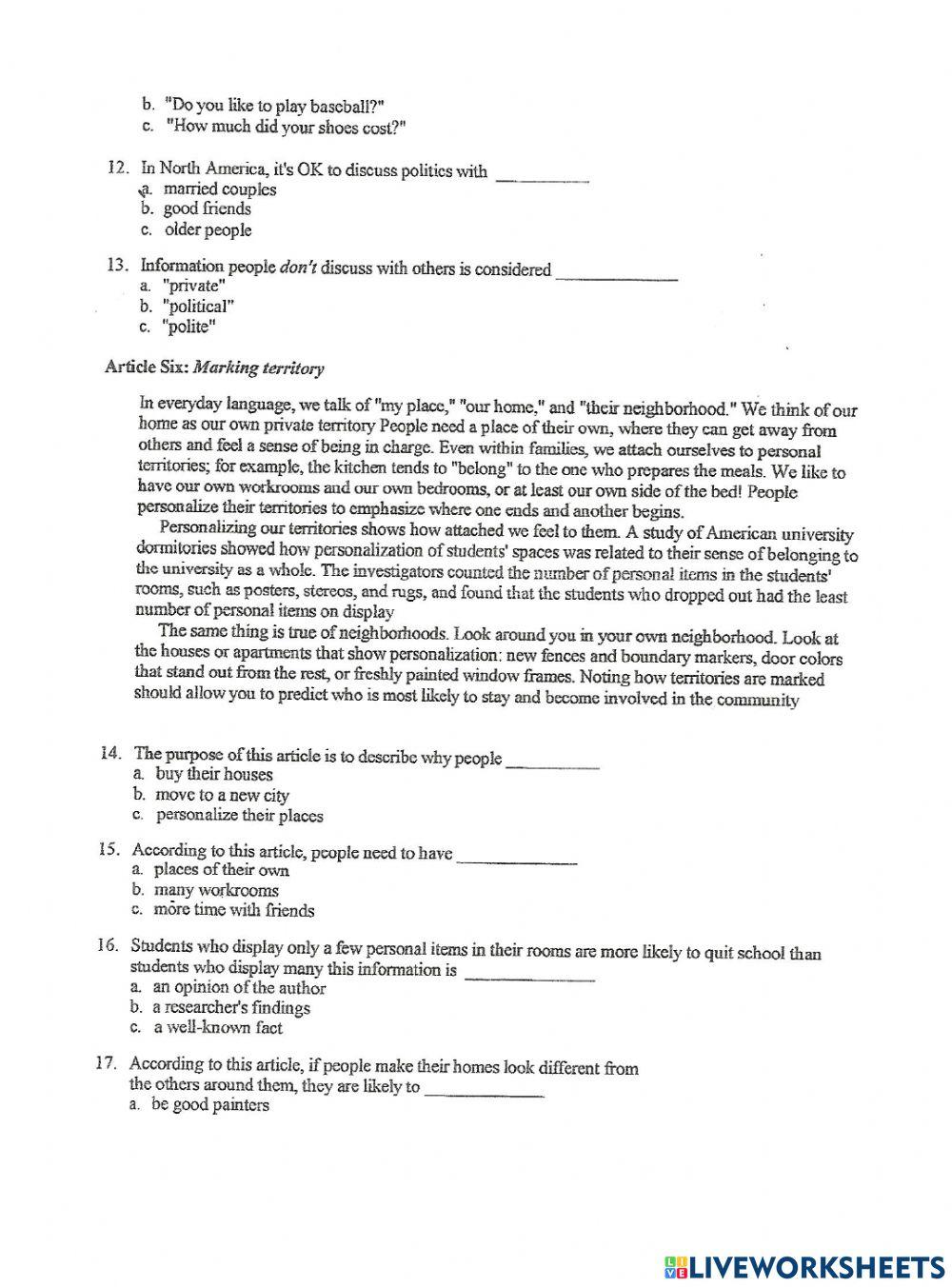 Interchange Series Written Placement Test
