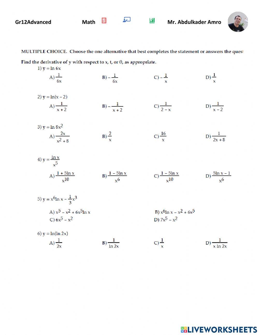 Derivative of the Natural Logarithmic Function