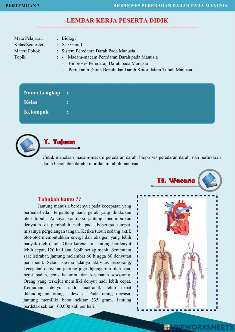 LKPD Bioproses Peredaran Darah pada Manusia