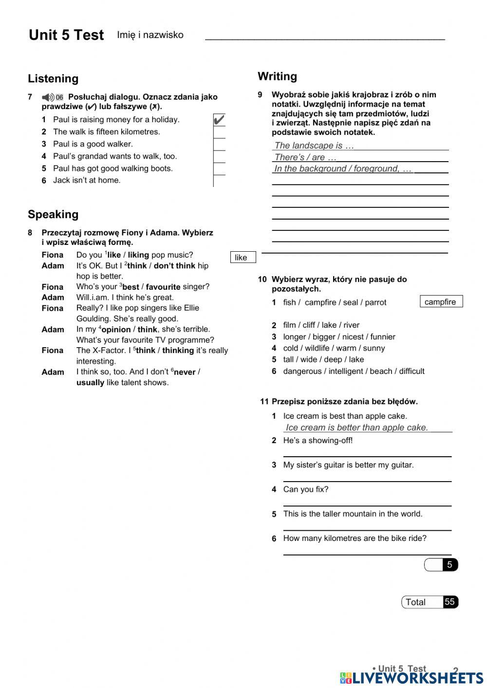 Unit 5 test steps plus 5