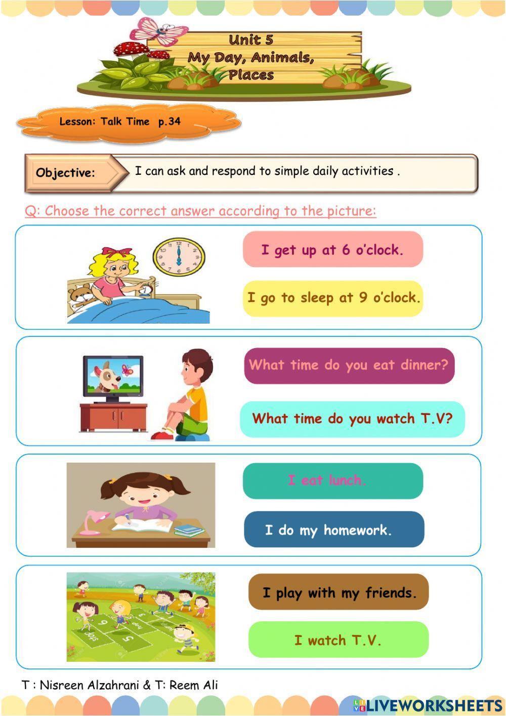WC4 U5 L1 I can ask and respond to simple daily activities.