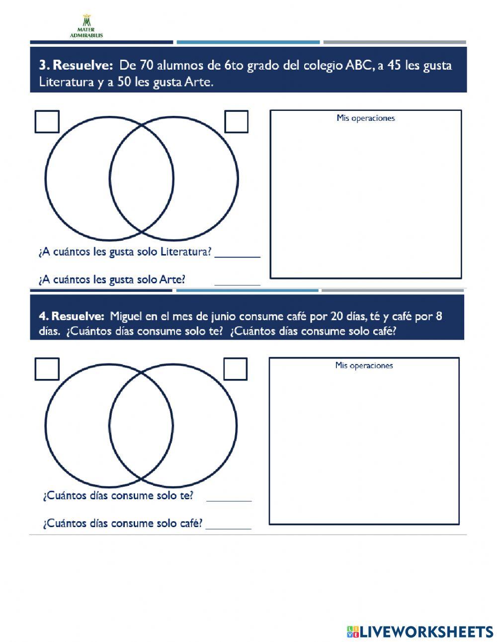 Operaciones con dos conjuntos