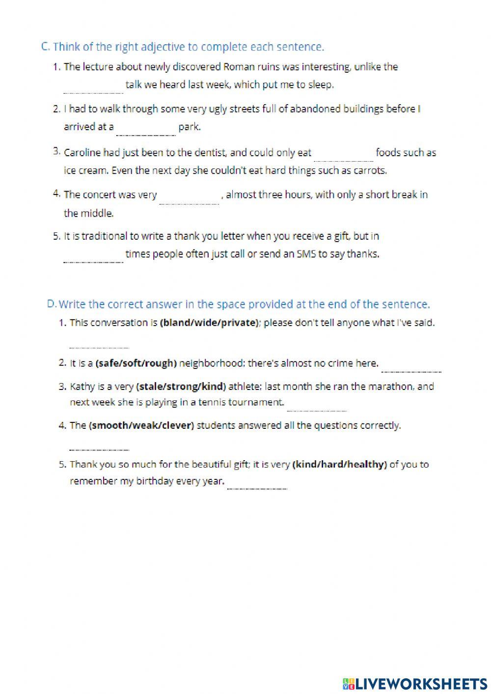 A1.2 opposite adjectives