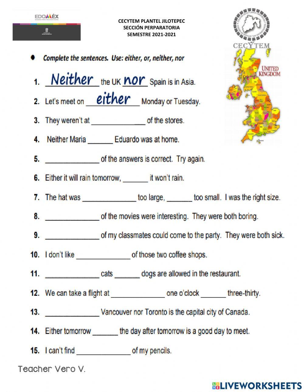 ENGLISH IV: EXAM FIRST PERIOD 