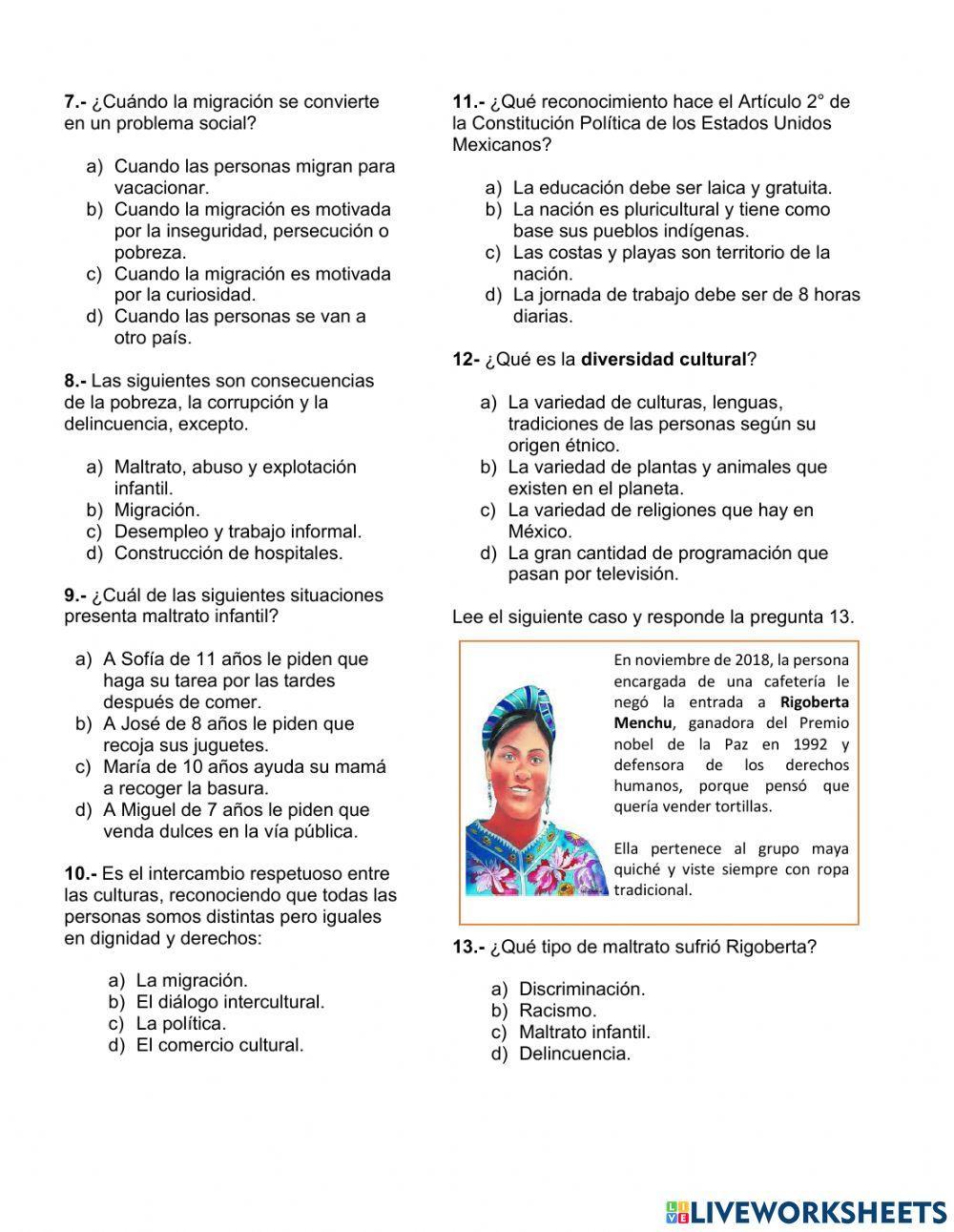 Evaluación segundo trimestre 6° formación cívica y ética