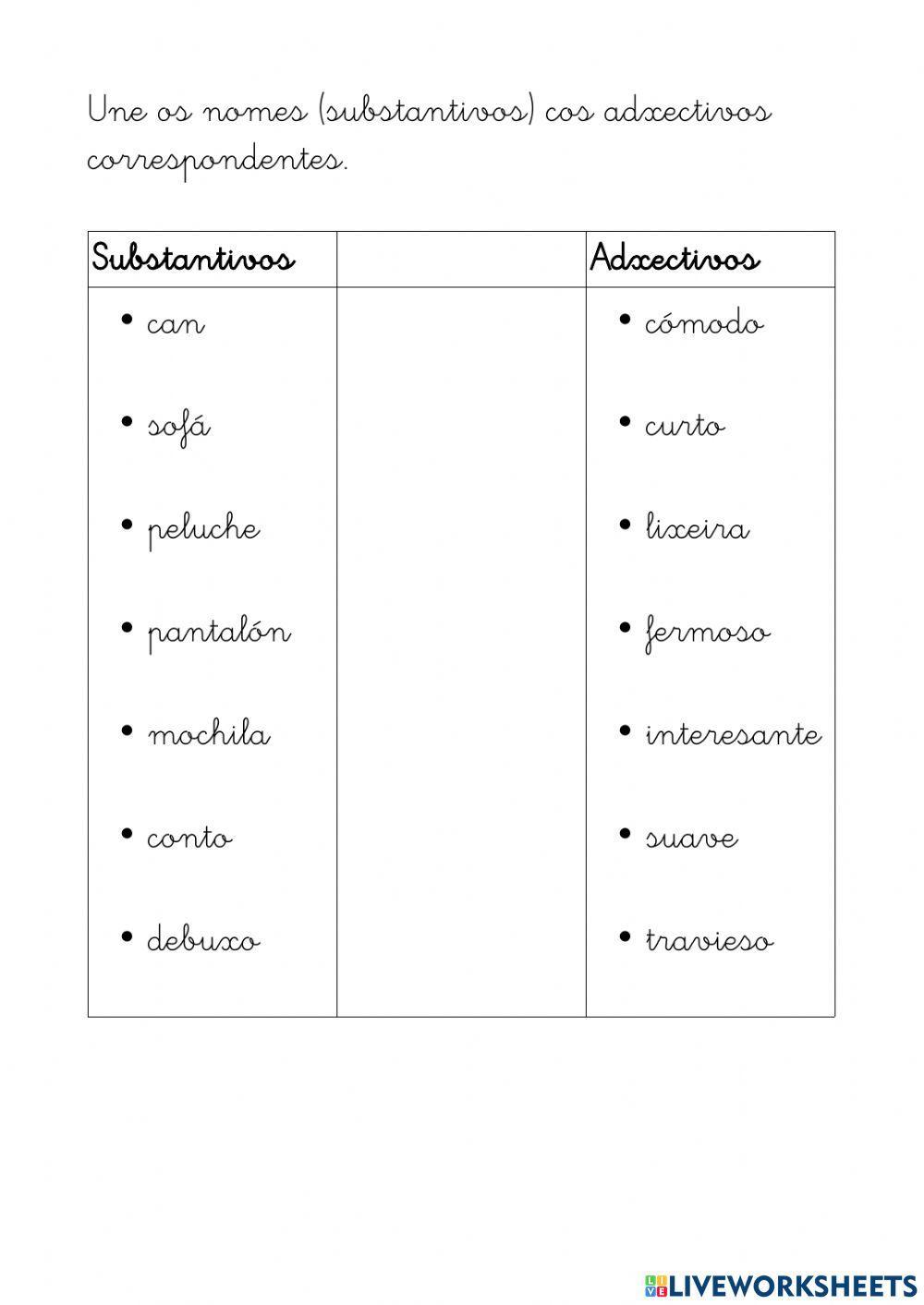 Substantivos e adxectivos