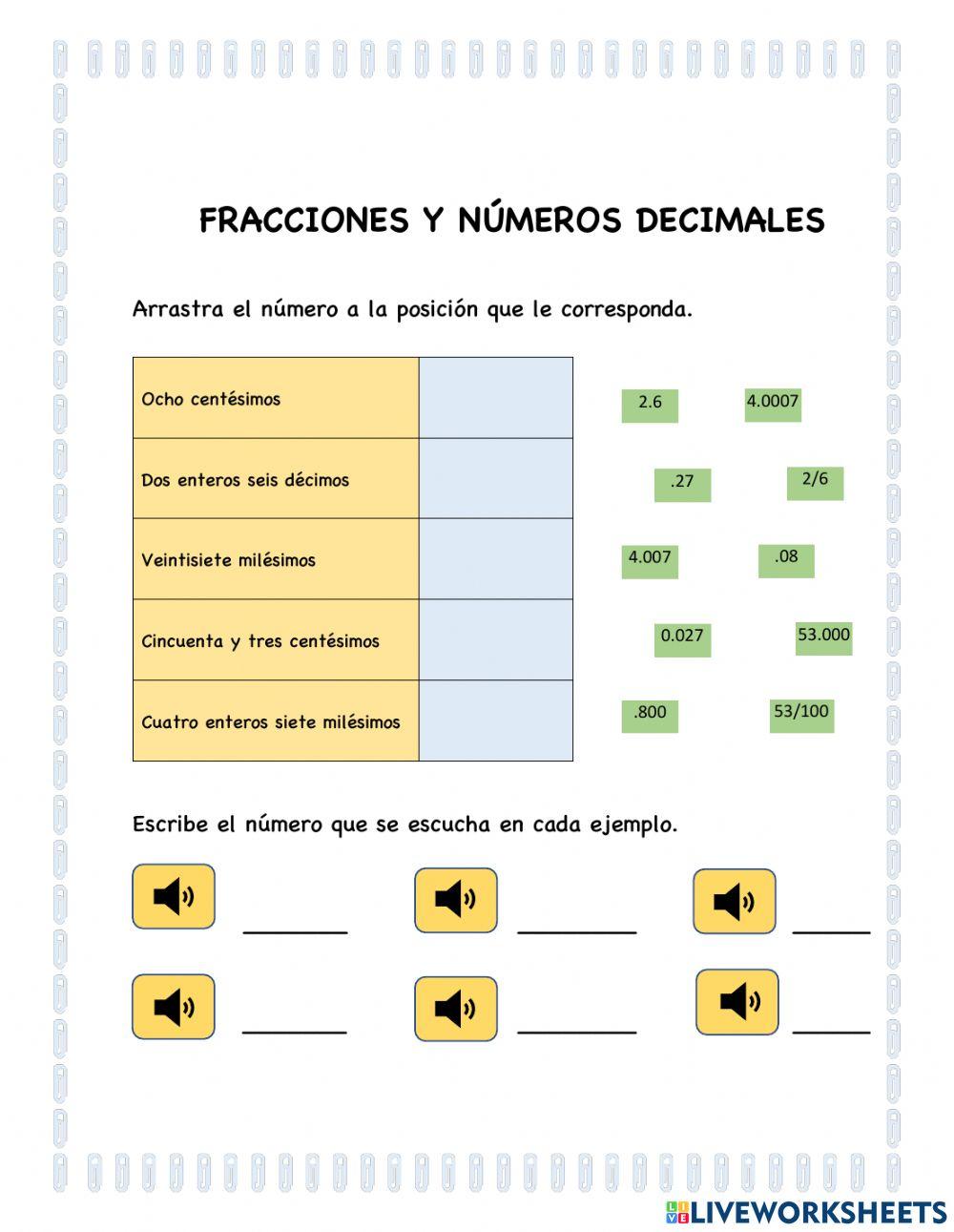 Fracciones y decimales