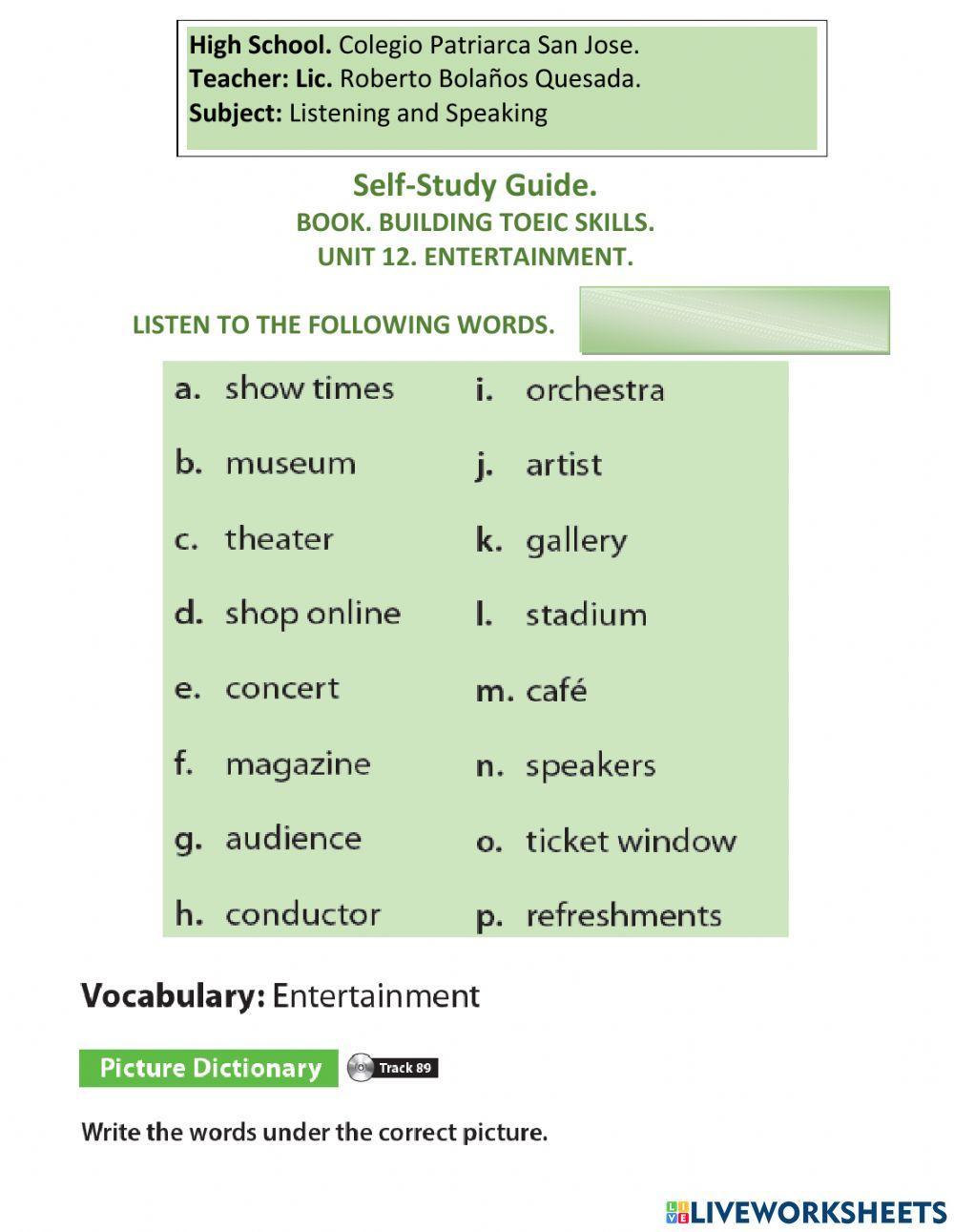BUILDING UNIT 12. ENTERTAINMENT. 