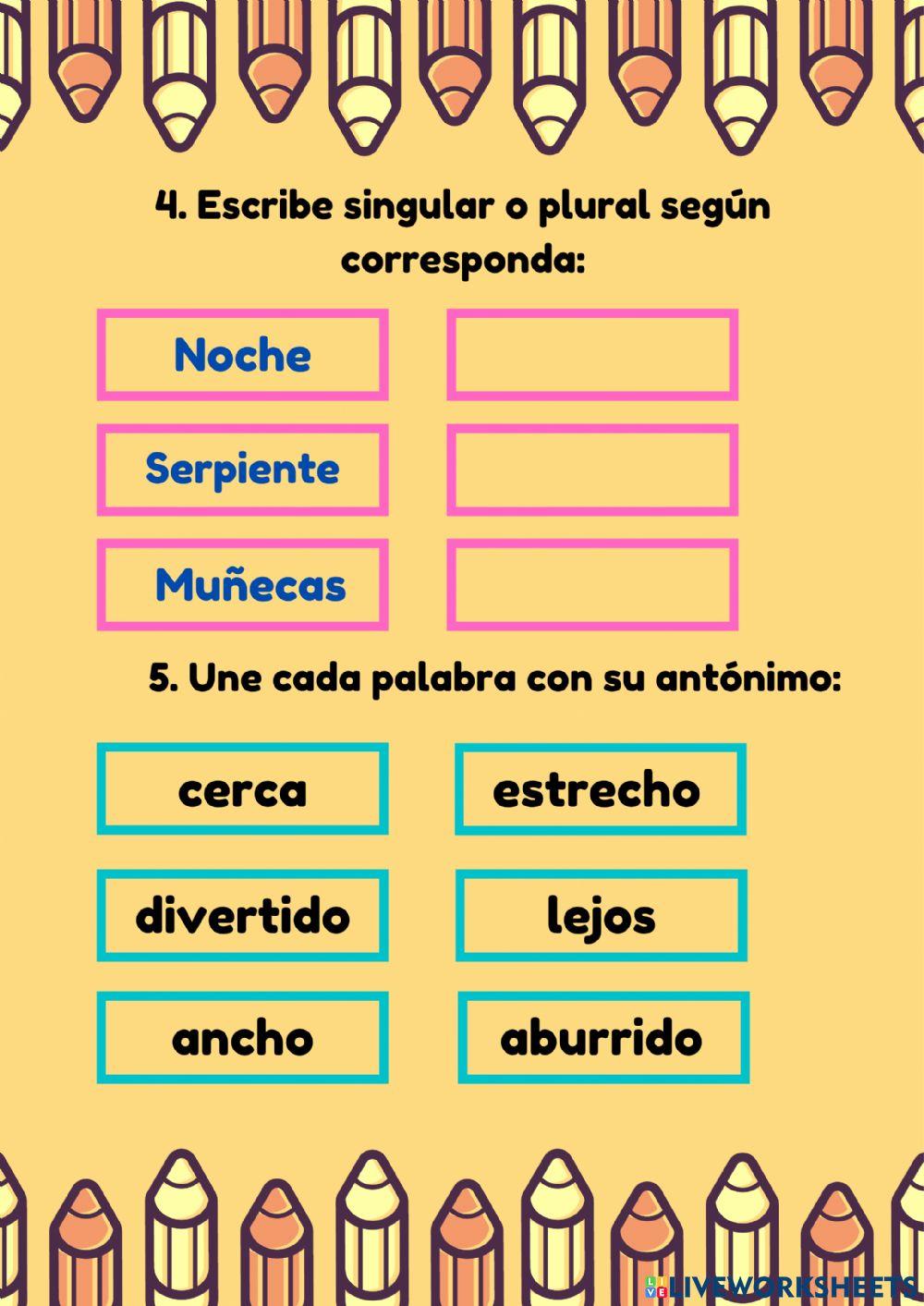 Evaluación español grado tercero