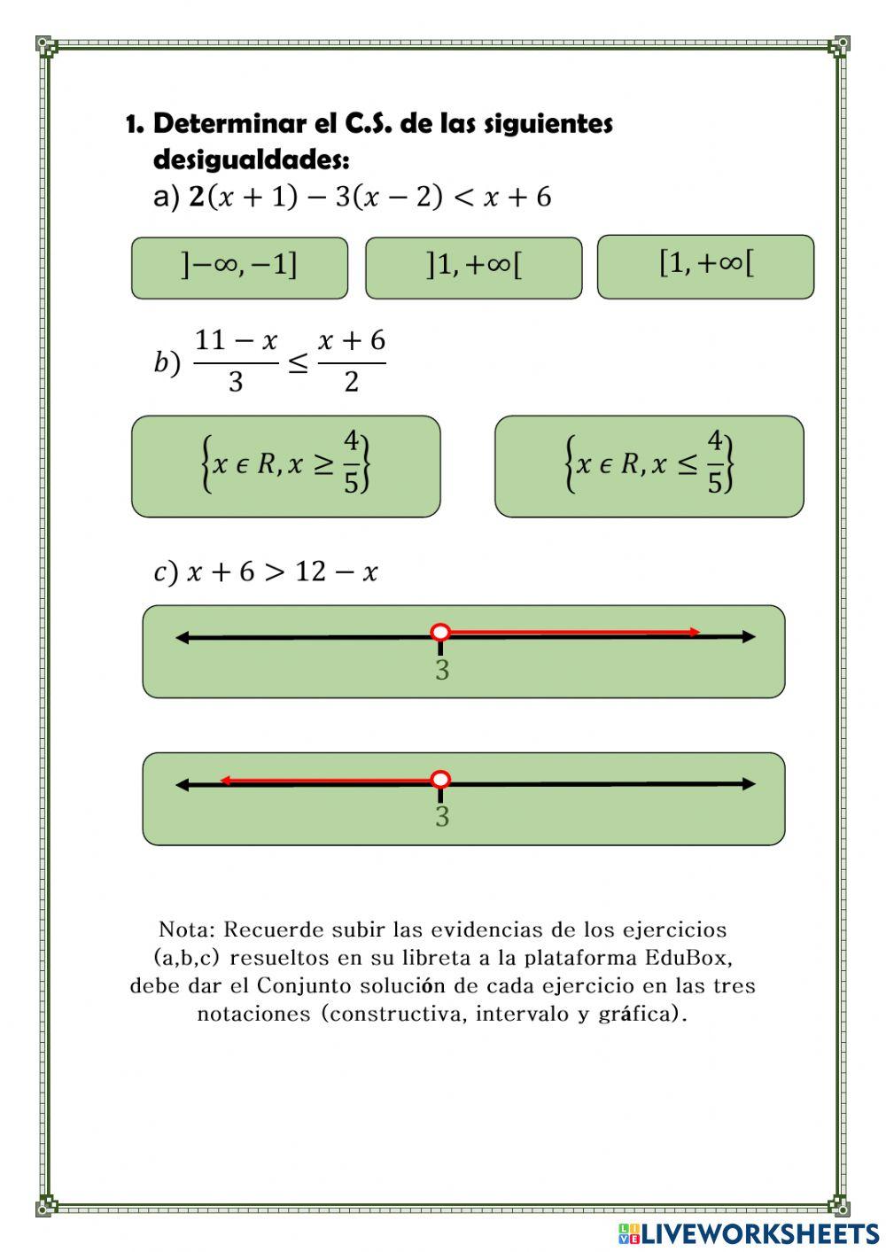 Desigualdades o inecuaciones lineales en una variable