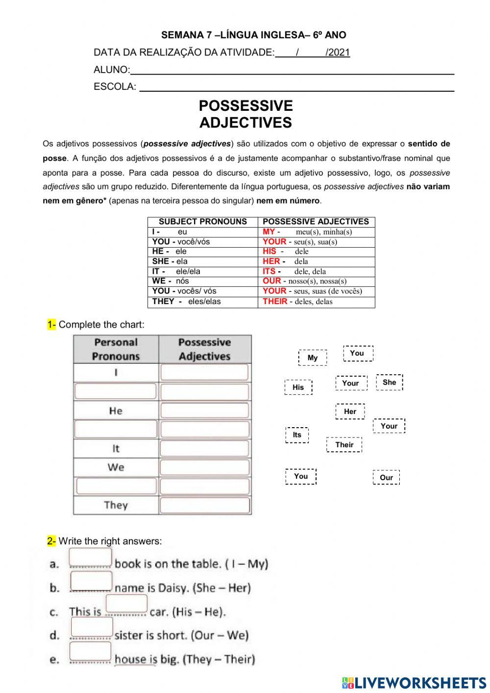 6° ano - INGLÊS - SEMANA 7