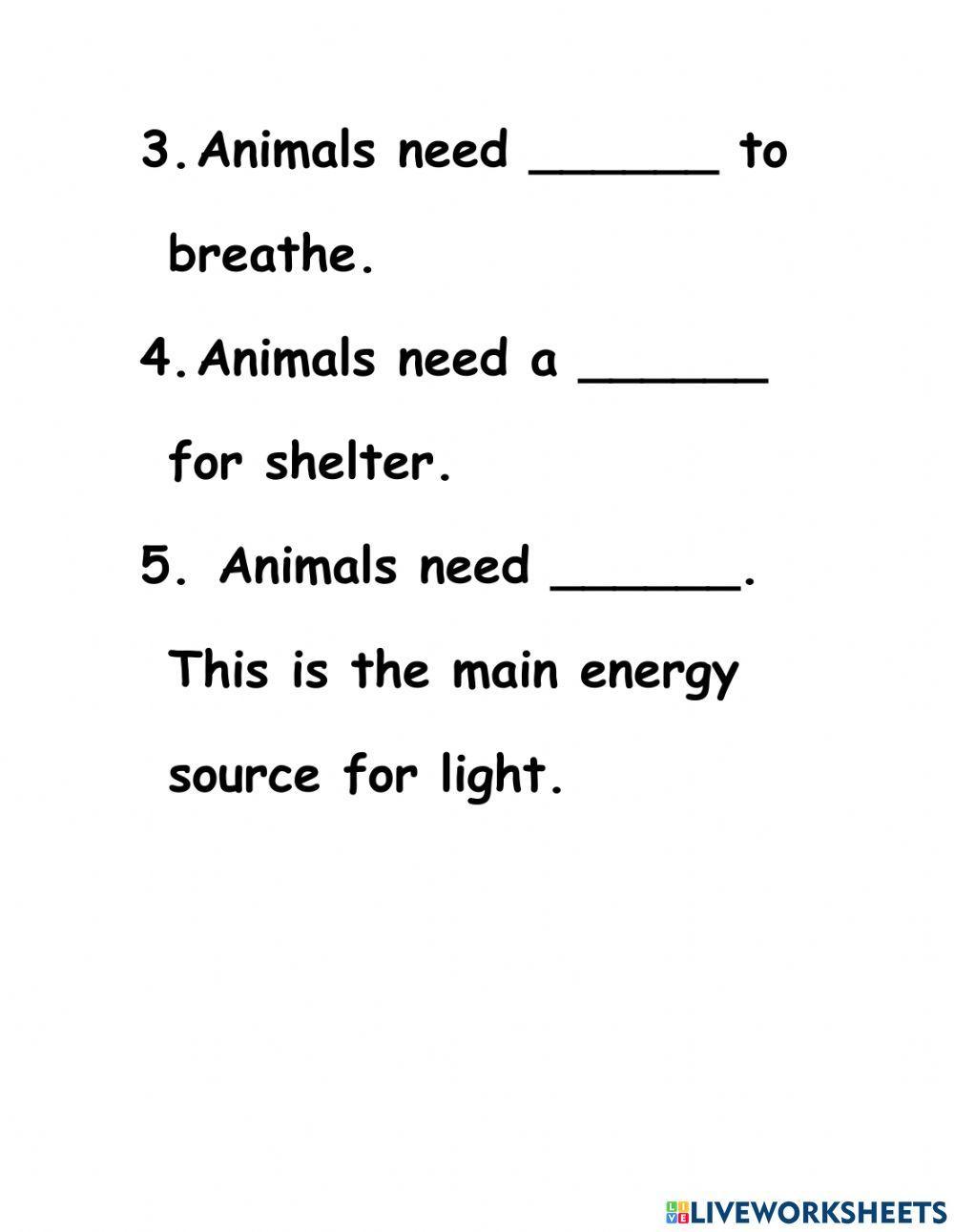 Basic Needs of Animals