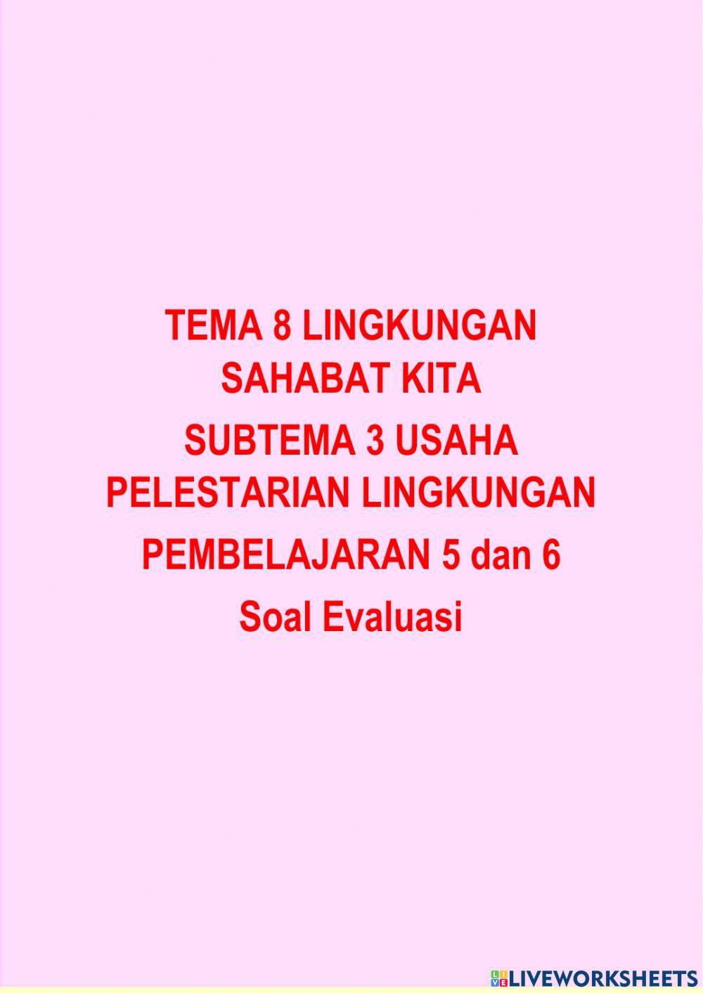 Soal evaluasi pembelajaran 5 dan 6
