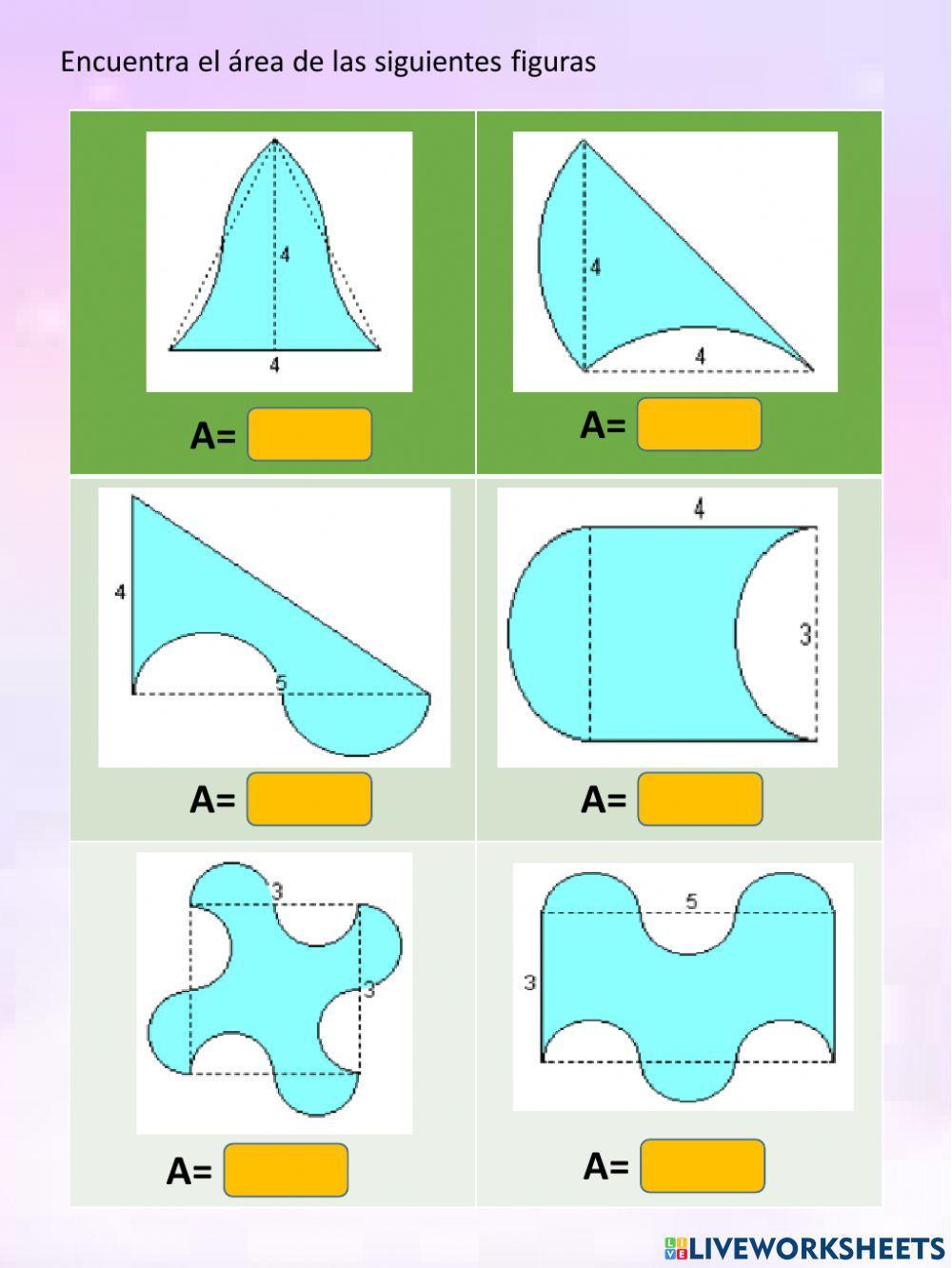 Área de triángulos y cuadriláteros